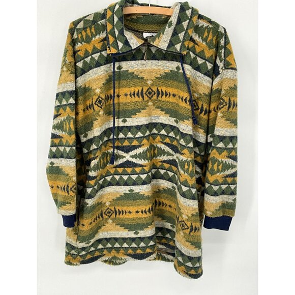OSC Sport Medium Geometric Patterned Pullover Soft Sweater Jacket With Zipper & - Picture 1 of 5